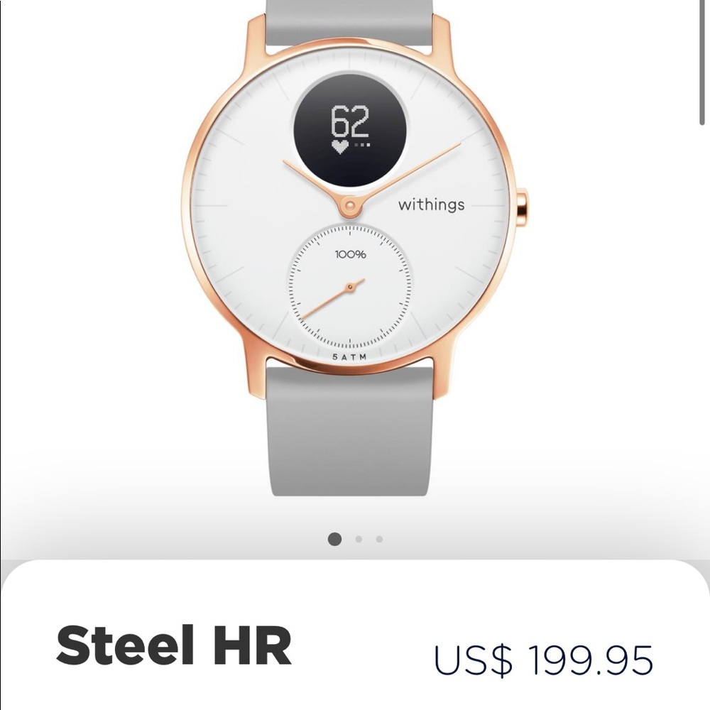 Nokia (now Witherings) smart watch with 3 bands and charging cord